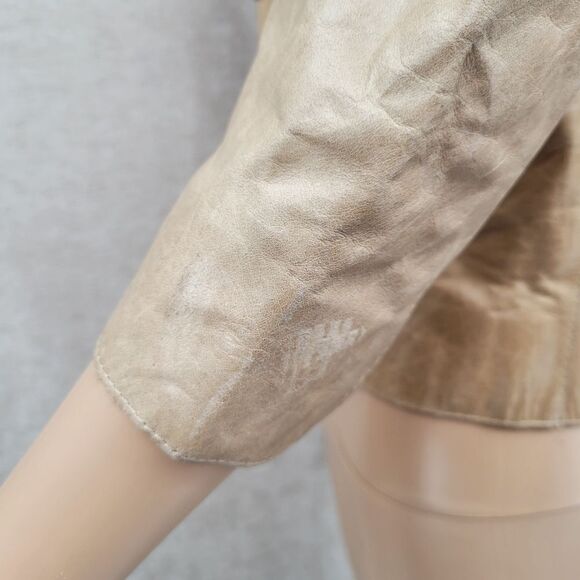 Leather Crop Top 3/4 Sleeve Tailored Plunging Neckline Vintage Custom Western - Picture 5 of 12